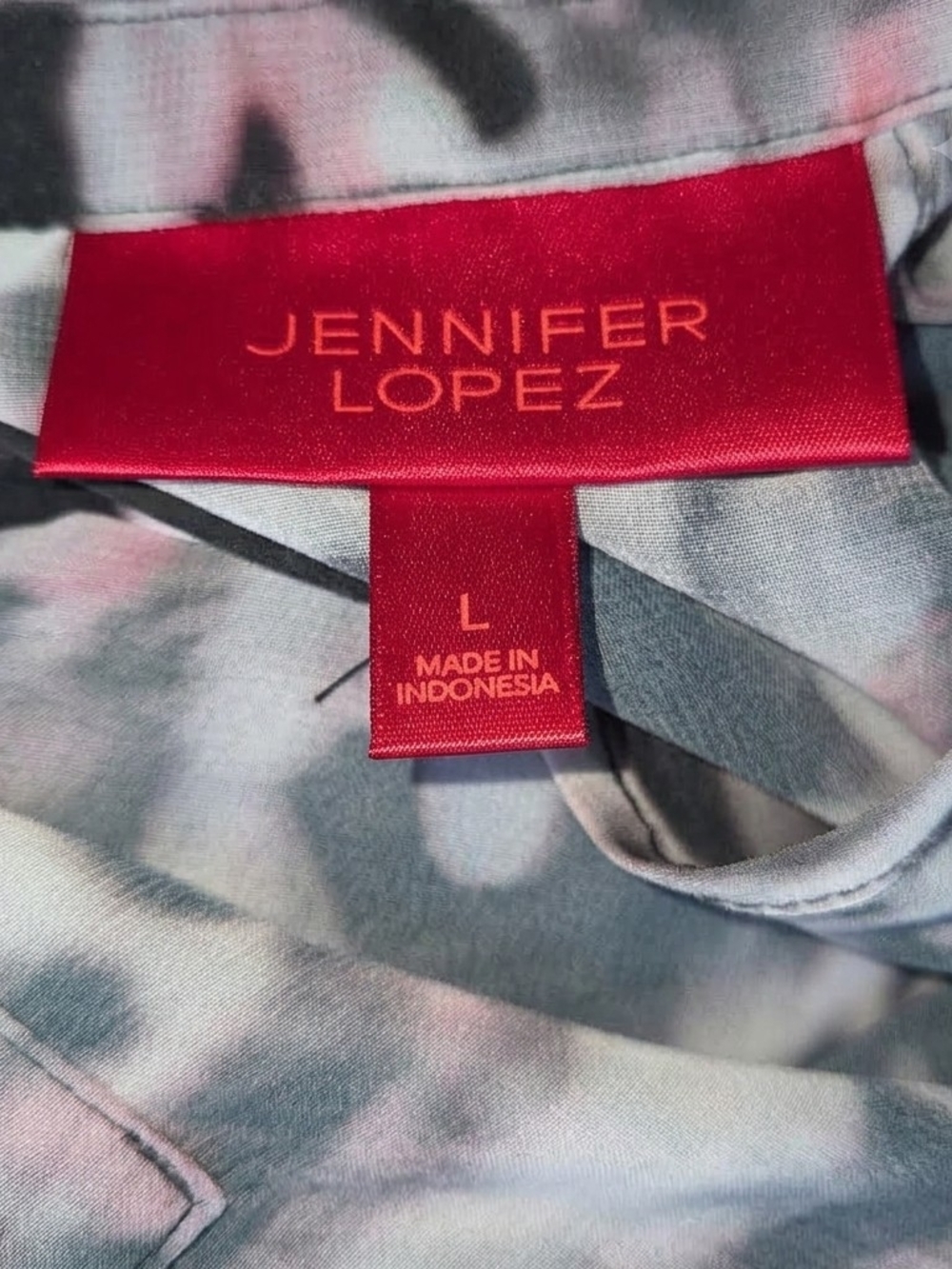 Jennifer Lopez Light Gray Pink Blouse Size Large #21